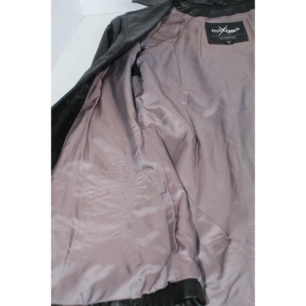 Wilsons Leather Soft‎ Leather Women's Small Black Maxima Coat Blazer Vintage Y2K